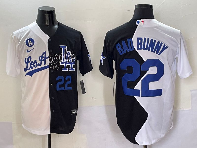 Men Los Angeles Dodgers 22 Bad bunny Black White Game Nike 2025 MLB Jersey style 3
